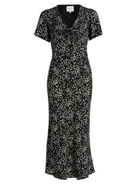 ReformationWomen’s Tyra Floral Crepe Black and White Floral Midi Dress Size 4